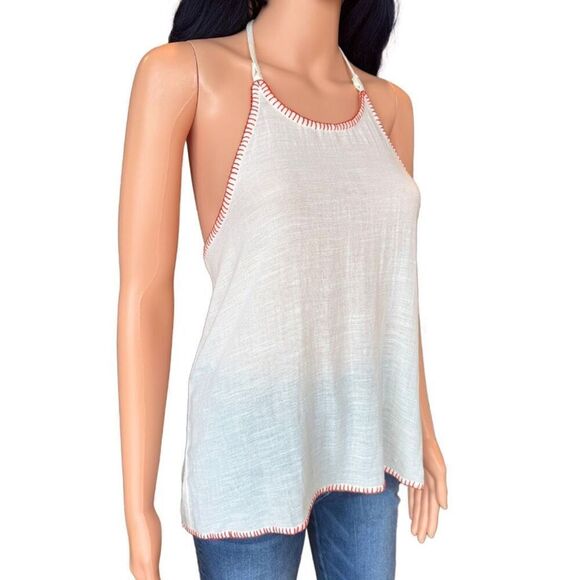 NWT BILA 77 Women’s Beige Boho Cotton Halter Top Size Large - Picture 2 of 5